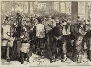 パリのモンマルトル大通りでの出来事を議論する政治家 作： Frederick Barnard